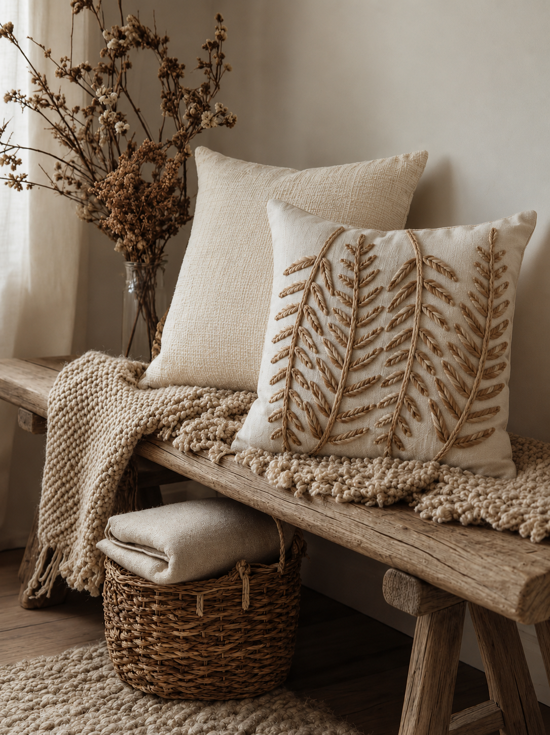 Sierkussen Palm Naturel Jute