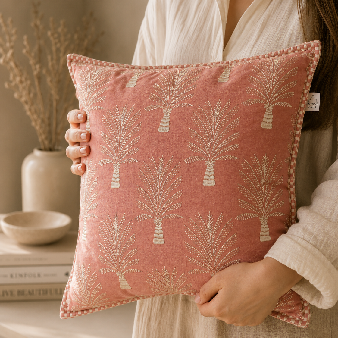 Sierkussen Palm Roze