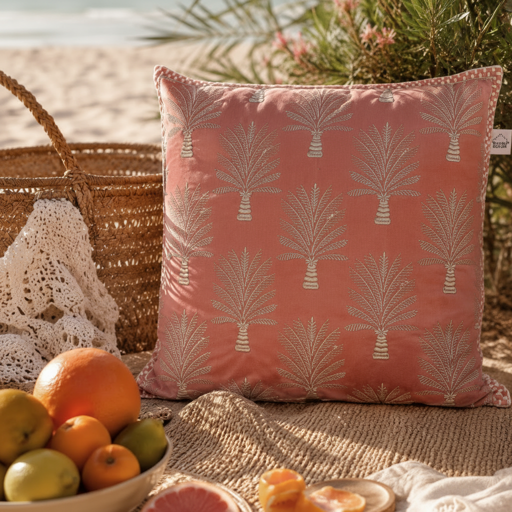 Sierkussen Palm Roze