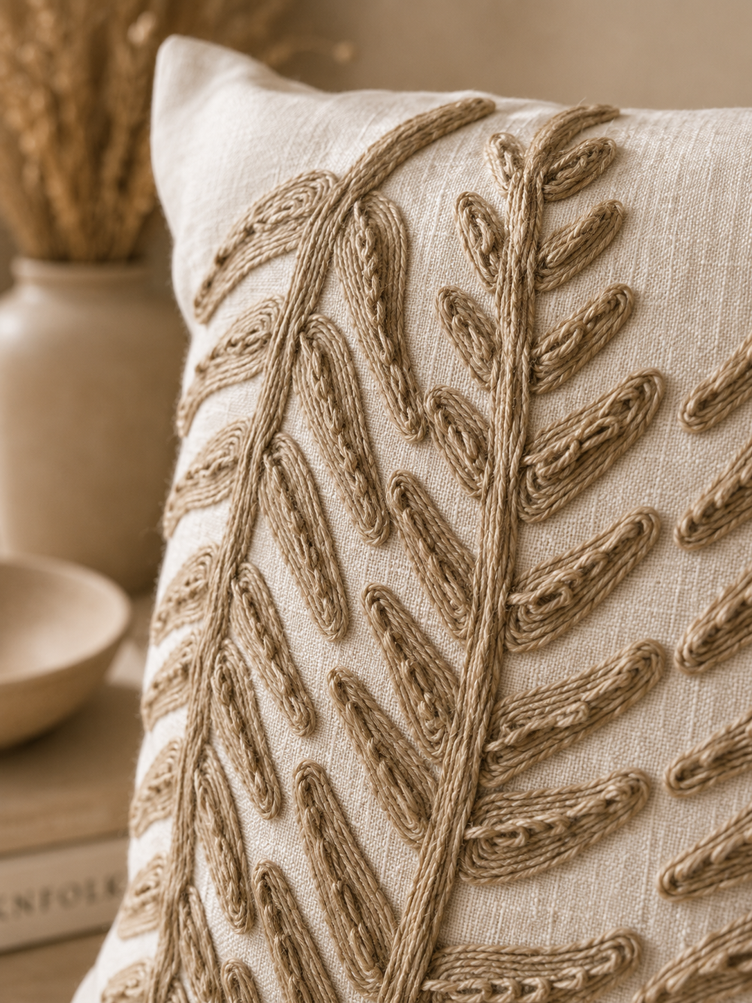 Sierkussen Palm Naturel Jute
