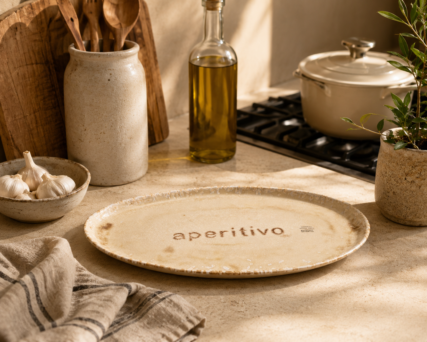 Ovale Decoratieschaal Beige