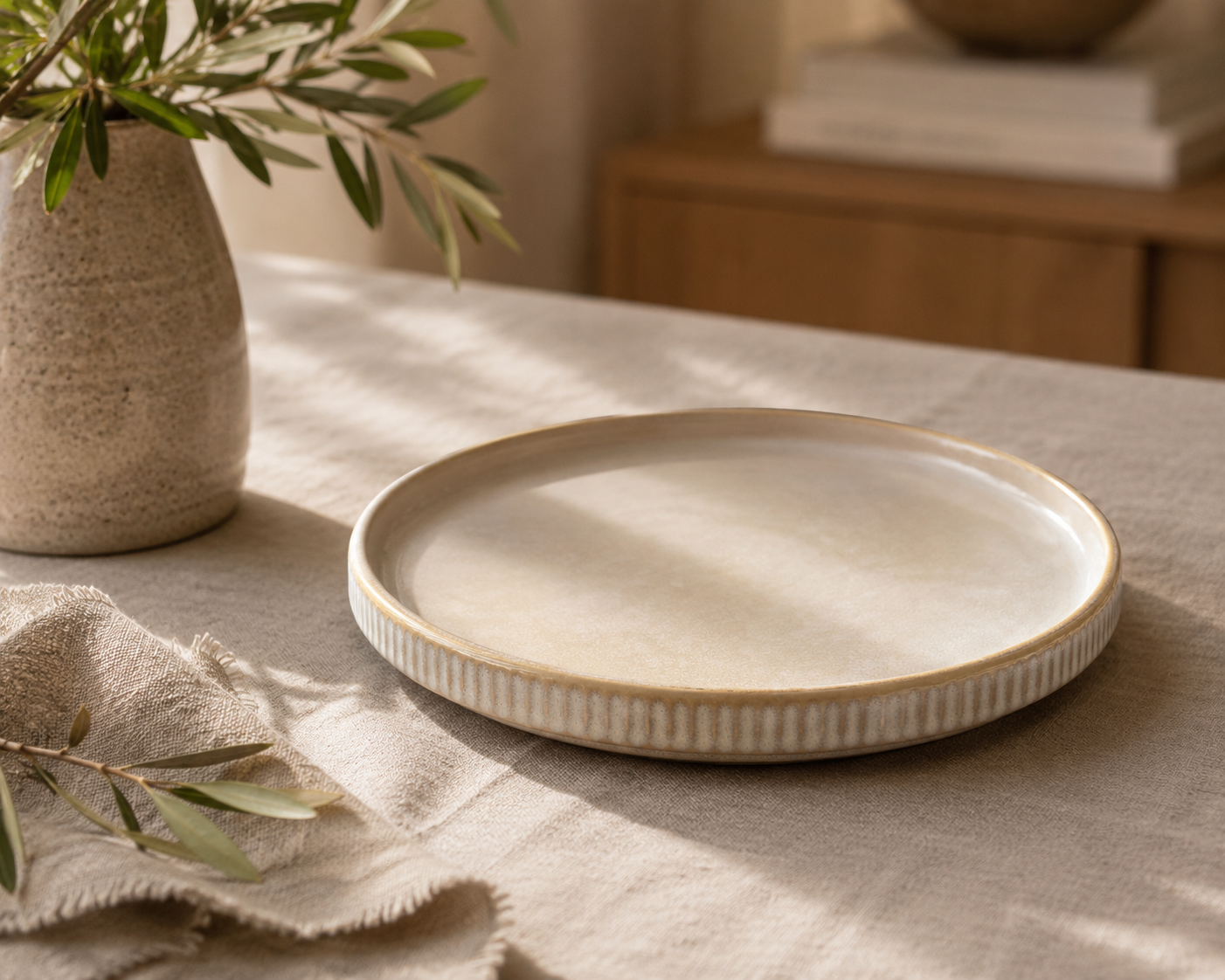 Dinerbord Ribbel Beige 22 cm