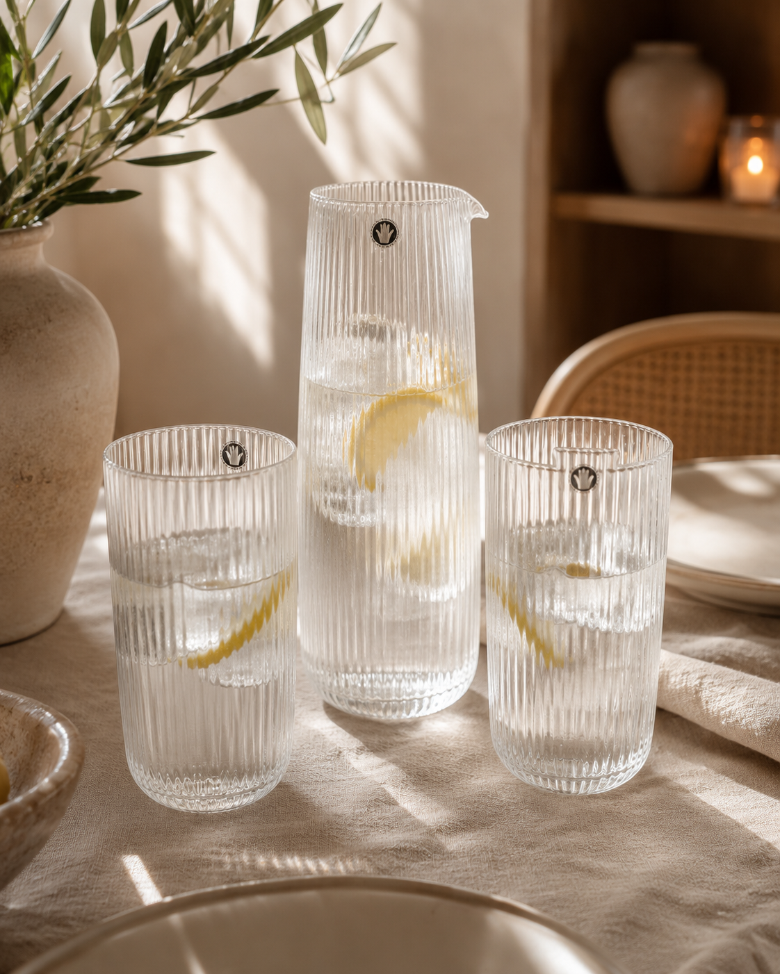Geribbeld Waterglas 15 cm | Lifestyle Home Collection