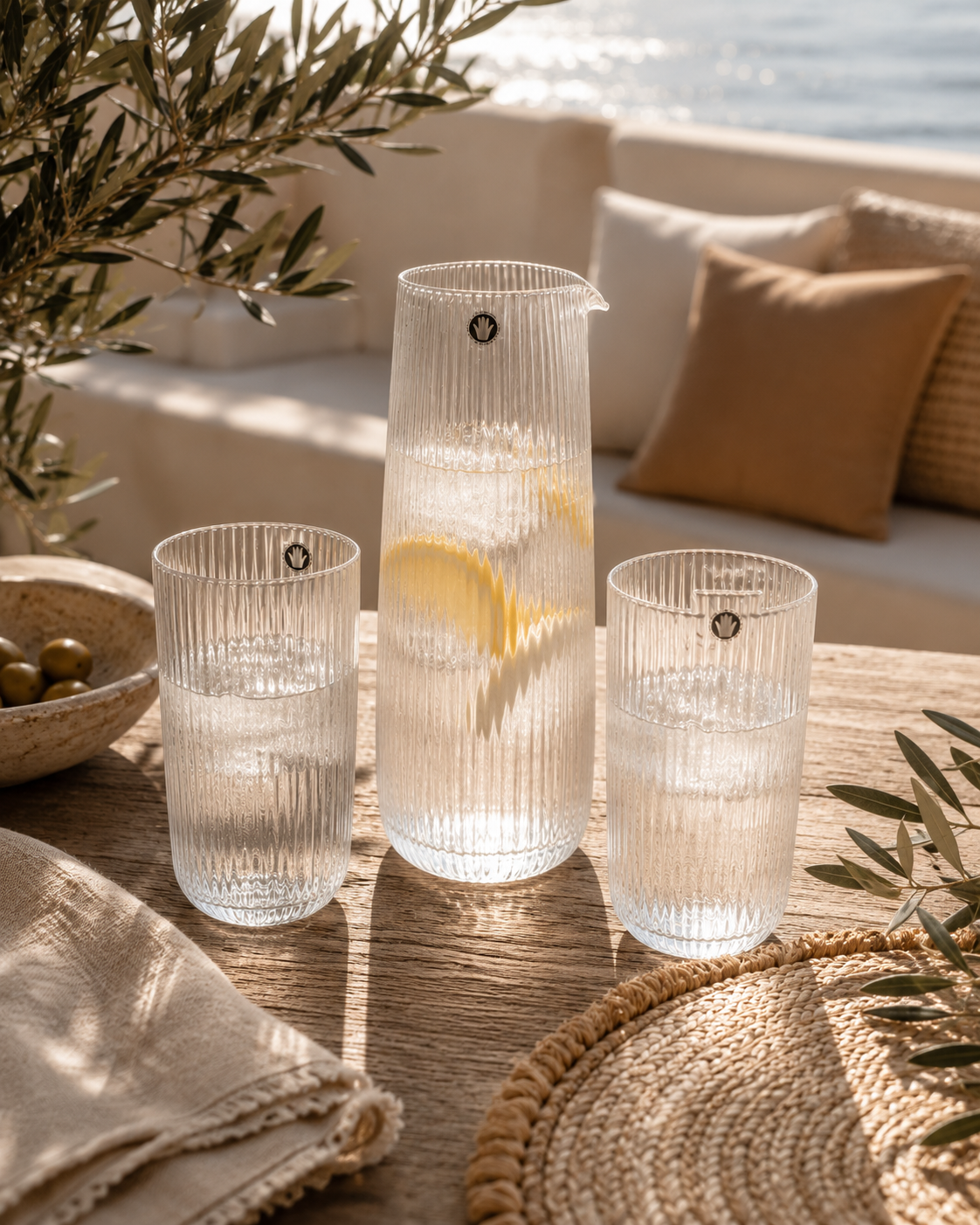 Glazen Waterkaraf Geribbeld 25 cm | Lifestyle Home Collection