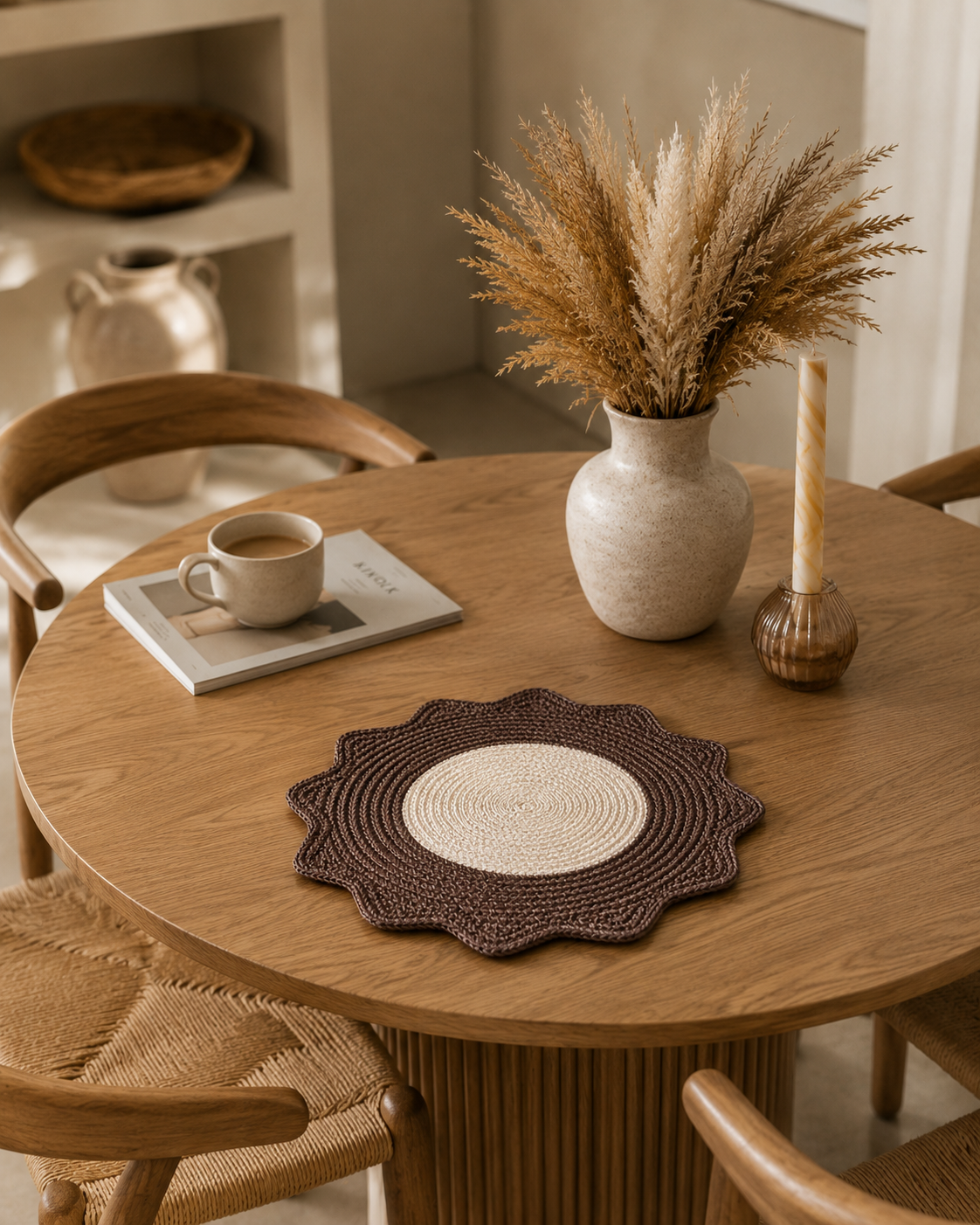 Gevlochten placemat bloem