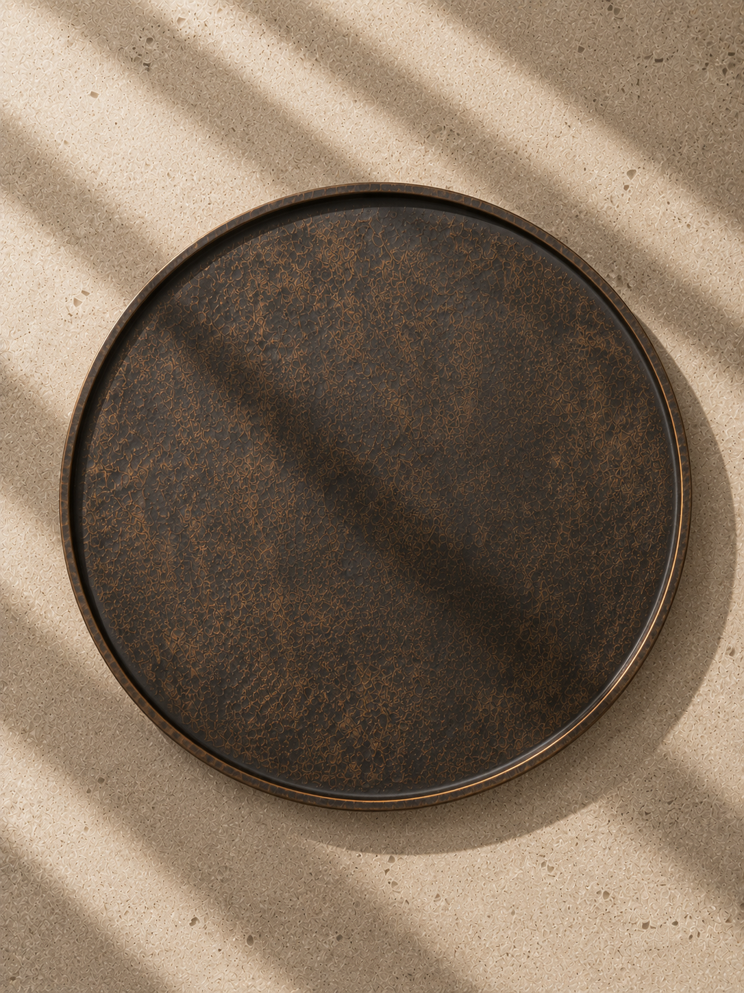 Ronde houten serveerplank / Decoratieplateau – Donkerbruin