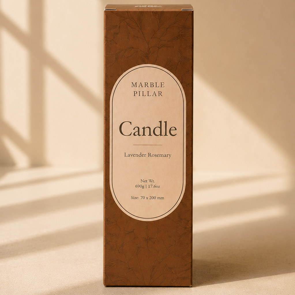 Marble Pillar Candle – Lavender Rosemary - Large
