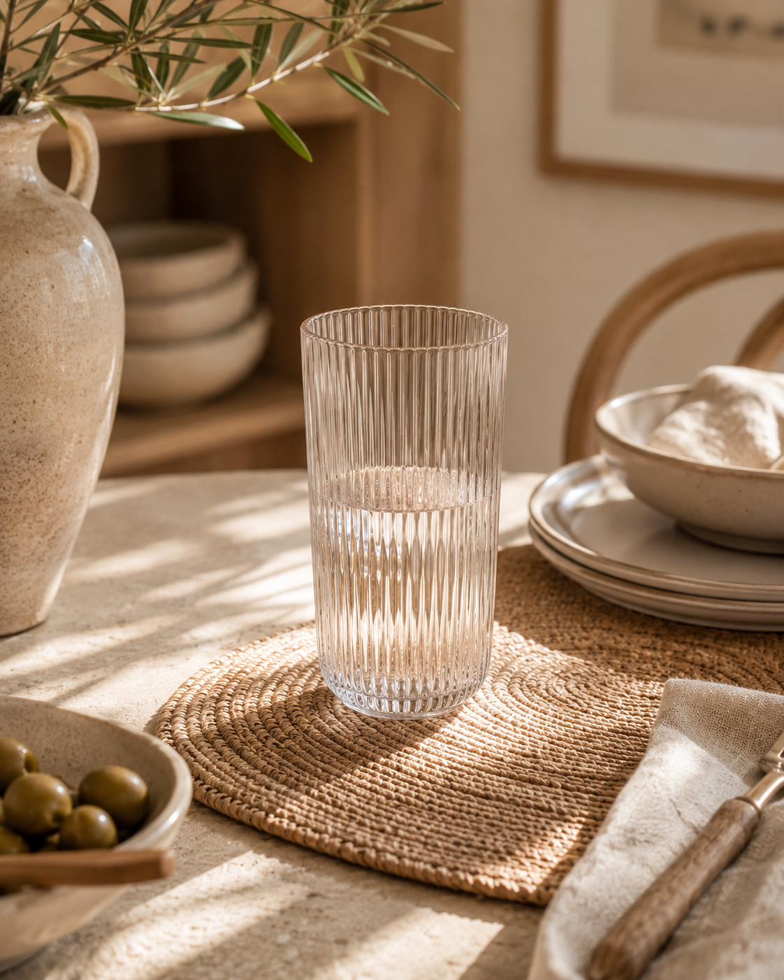Geribbeld Waterglas 15 cm | Lifestyle Home Collection