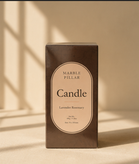 Marble Pillar Candle – Lavender Rosemary - Medium