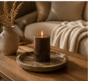 Marble Pillar Candle – Lavender Rosemary - Small